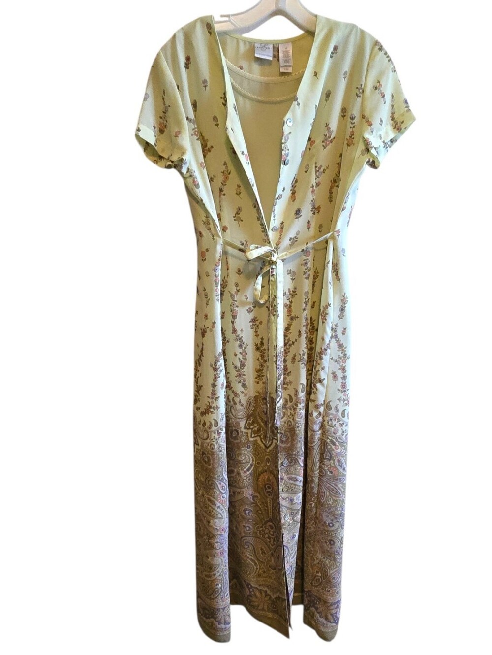 Emma James Vintage Floral Paisley Maxi Dress Set Light Green Size 10